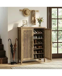 Slickblue 5 Tier Shoe Cabinet with Doors for Tall Entryway Storage