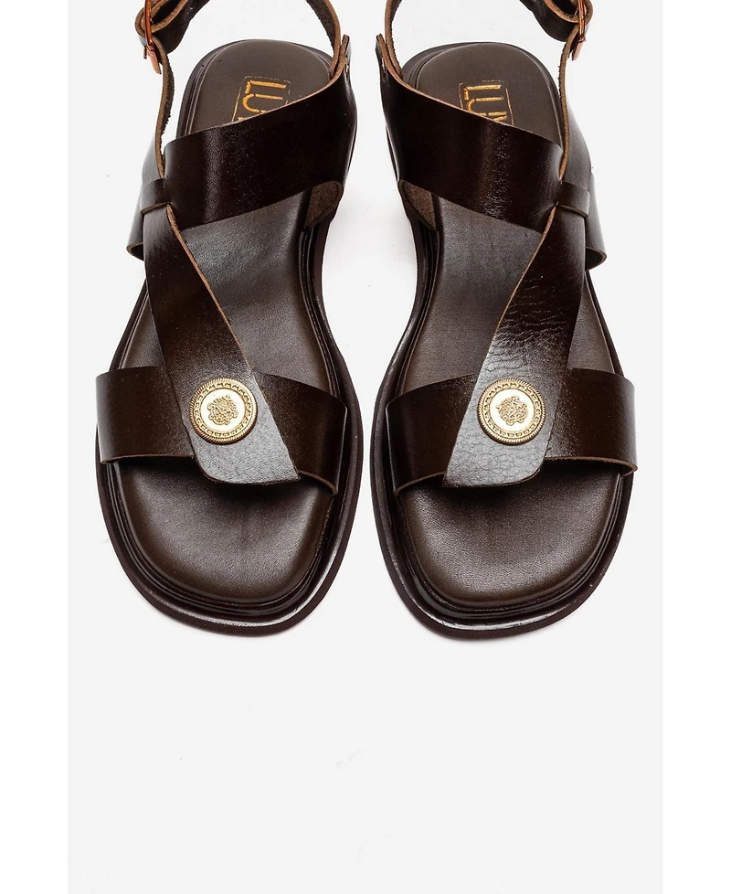 Forever & Always Shoes Women's Quella Leather Buckle Sandal