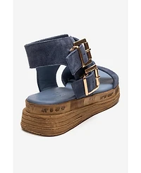 Forever & Always Shoes Women's Lorentis Leather Double Buckle Sandal