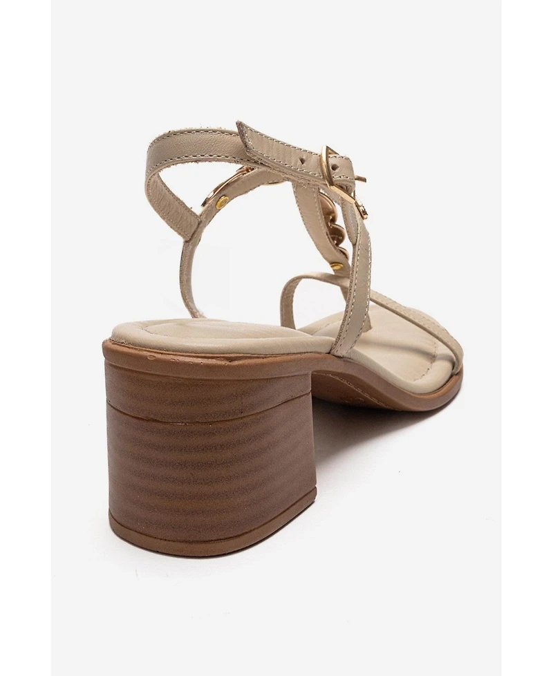 Forever & Always Shoes Women's Serona Leather Block Heel Sandal