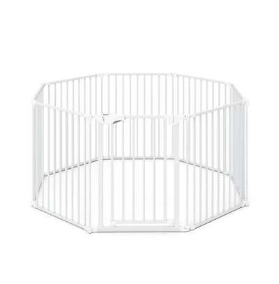 Ruie 8 Panel Extra Wide Pet Gate with Auto-Close Door and 270 Degree Hinges