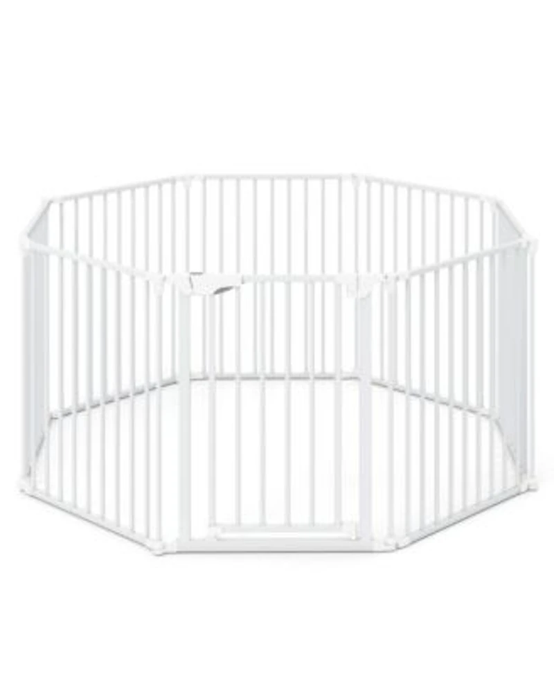 Ruie 8 Panel Extra Wide Pet Gate with Auto-Close Door 270 Degree Hinges