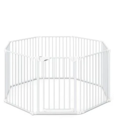 Ruie 8 Panel Extra Wide Pet Gate with Auto-Close Door 270 Degree Hinges