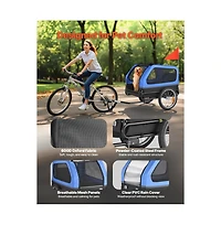 Ruie Foldable Pet Bike Trailer 88 lb Capacity 31 in Cabin Quick Connect Coupler