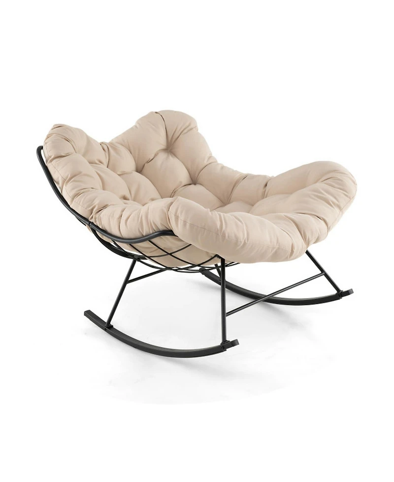 Gouun Oversized Rocking Egg Chair with 6.5 in Thick Padded Cushion for Patio and Porch