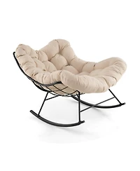 Gouun Oversized Rocking Egg Chair with 6.5 in Thick Padded Cushion for Patio and Porch