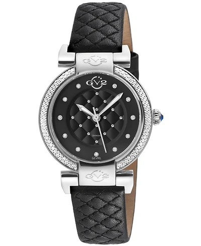 GV2 by Gevril Women's Berletta Swiss Quartz Diamond Leather Strap Watch