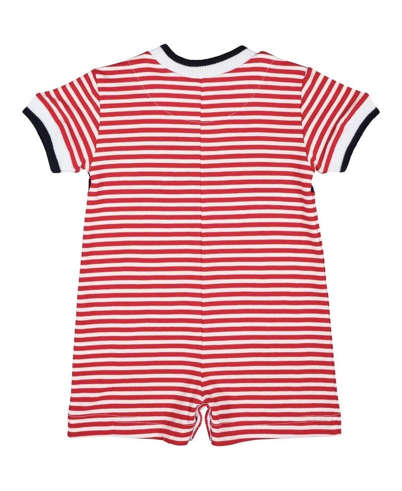 Florence Eiseman Baby Boy Stripe Knit Shortall With Nautical Applique