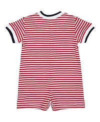 Florence Eiseman Baby Boy Stripe Knit Shortall With Nautical Applique