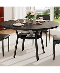 Homfan 47" Round Dining Table with Storage - Modern Mdf Kitchen Table Seats 4-6, Easy Assembly