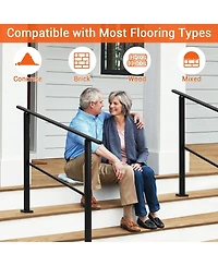 gaomon 3-Step Outdoor Stair Handrail Matte Metal Railing Kit Adjustable Height Concrete and Wooden Steps Installation