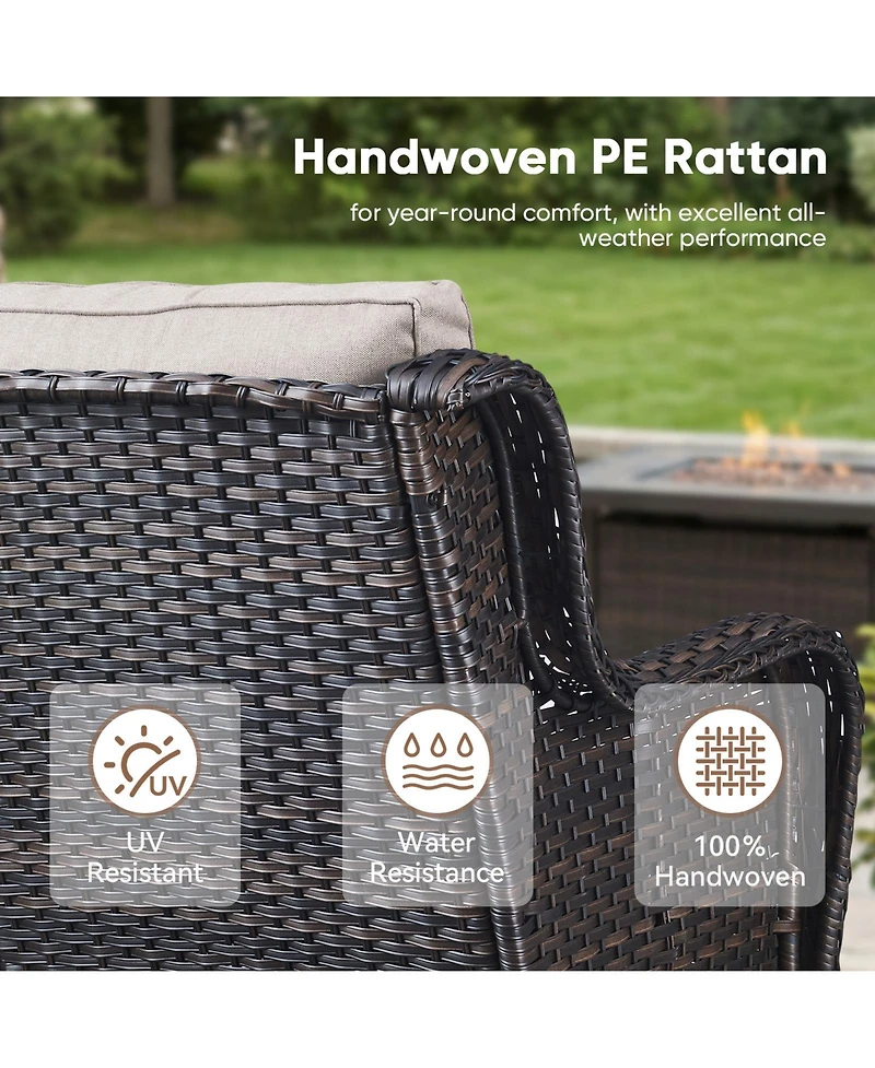 Pocassy Outdoor Swivel Chairs Set of 2,Patio Wicker Rocker Chairs,All Weather Patio Conversation Furniture Set, Ideal for Porch Balcony Deck Yard