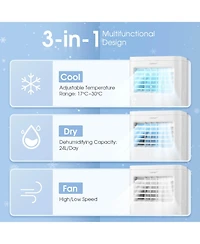 Costway 6000 Btu (10000 Btu Ashrae) Portable Air Conditioner 3-in-1 Ac Unit With Cool Dehum Fan Sleep Mode