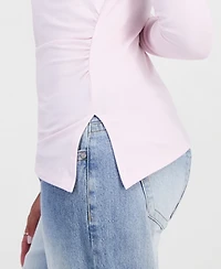Madden Girl Juniors' Ruched Boat Neck Long Sleeve Top