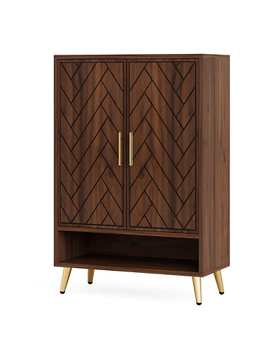 Slickblue Wooden Shoe Cabinet with 6 Tier Adjustable Storage Shelves
