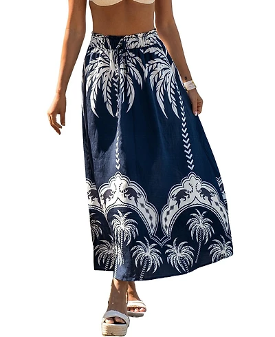 Cupshe Women's Tropical Palm Print Maxi Skirt