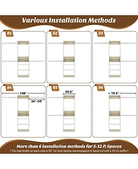 Aheaplus 5-10Feet Closet System with 5 Hanging Rods and Shelves, Expandable Organizer for Bedroom