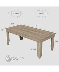 gaomon 71 in Long Kitchen Farmhouse Dining Table for Dining Room, Kitchen, Natrual, 6-8 People