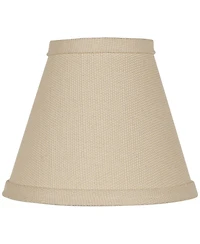 Springcrest Set of Empire Chandelier Lamp Shades Beige Linen Small 3" Top x " Bottom x 5" High Candelabra Clip-On Fitting