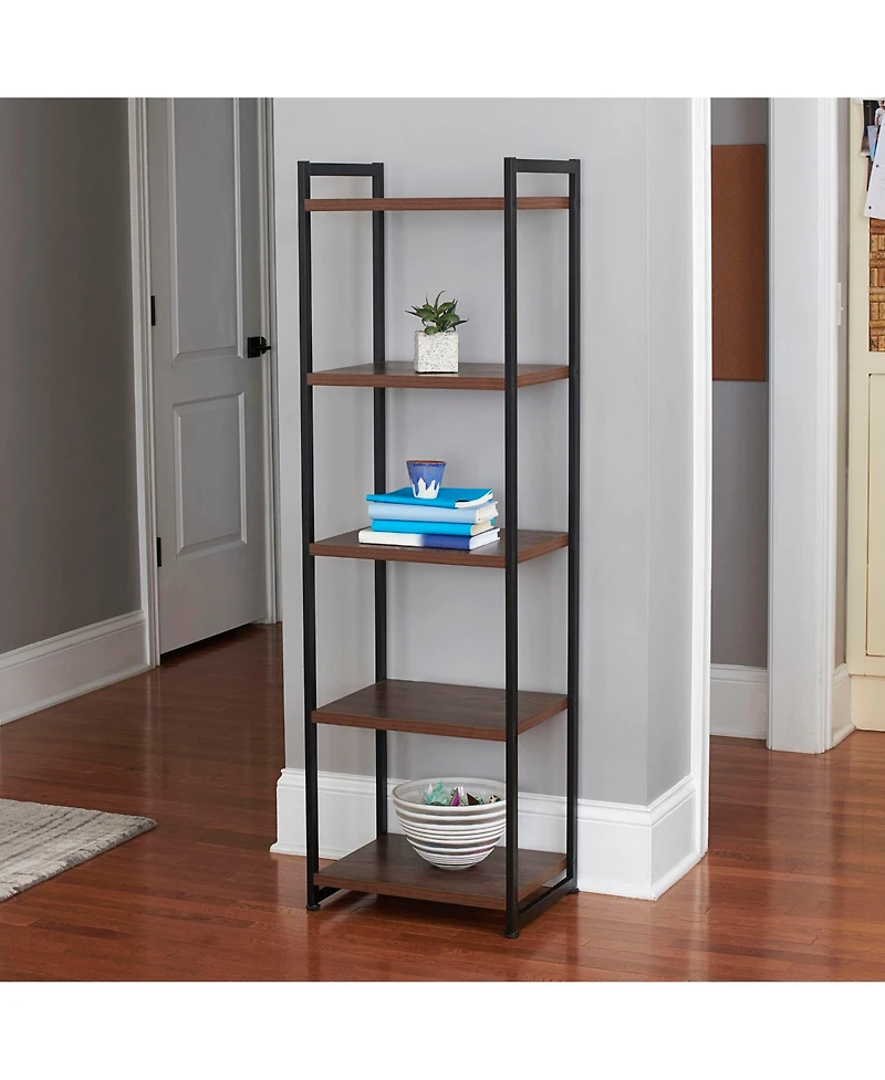 Household Essentials Jamestown 5 Shelf Open Storage Bookshelf