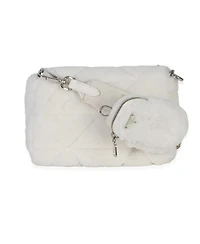 Pre-Owned Prada White Shearling Patchwork System Flap Bag