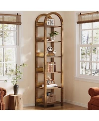 Slickblue 71 Inch Tall Narrow Bookshelf with 6 Tier Arched Shelves
