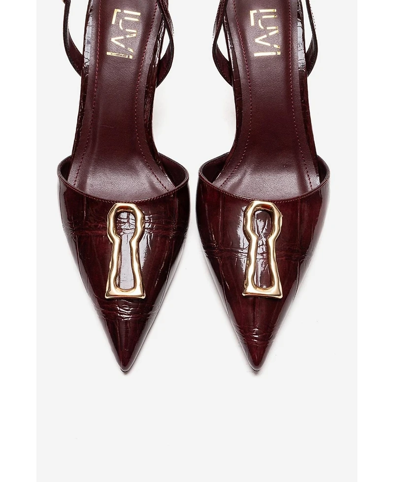 Prologue Shoes Women's Yvella Buckle Pointed Toe Stiletto Pump