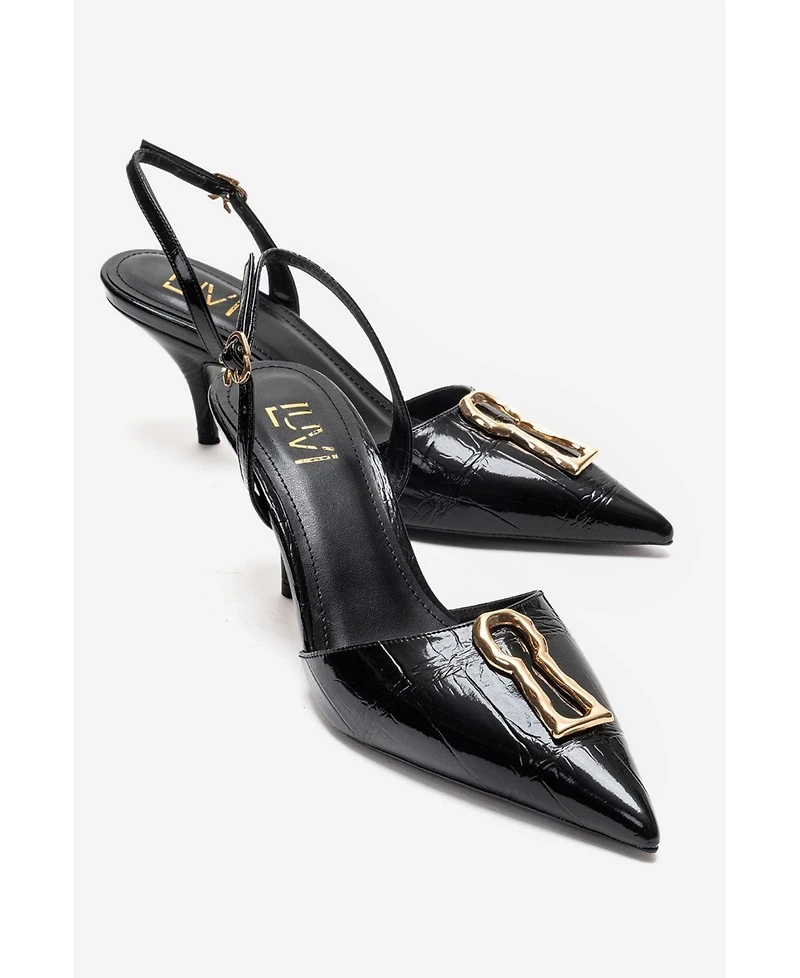 Prologue Shoes Women's Yvella Buckle Pointed Toe Stiletto Pump