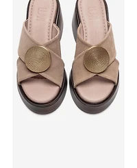 Forever & Always Shoes Women's Fianna Leather Cross Strap Platform Sandal