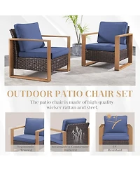 Pocassy Patio Resin Wicker Furniture Set with Fire Pit Table, Pe Rattan Swivel Chairs Propane Table,5PCS Conversation