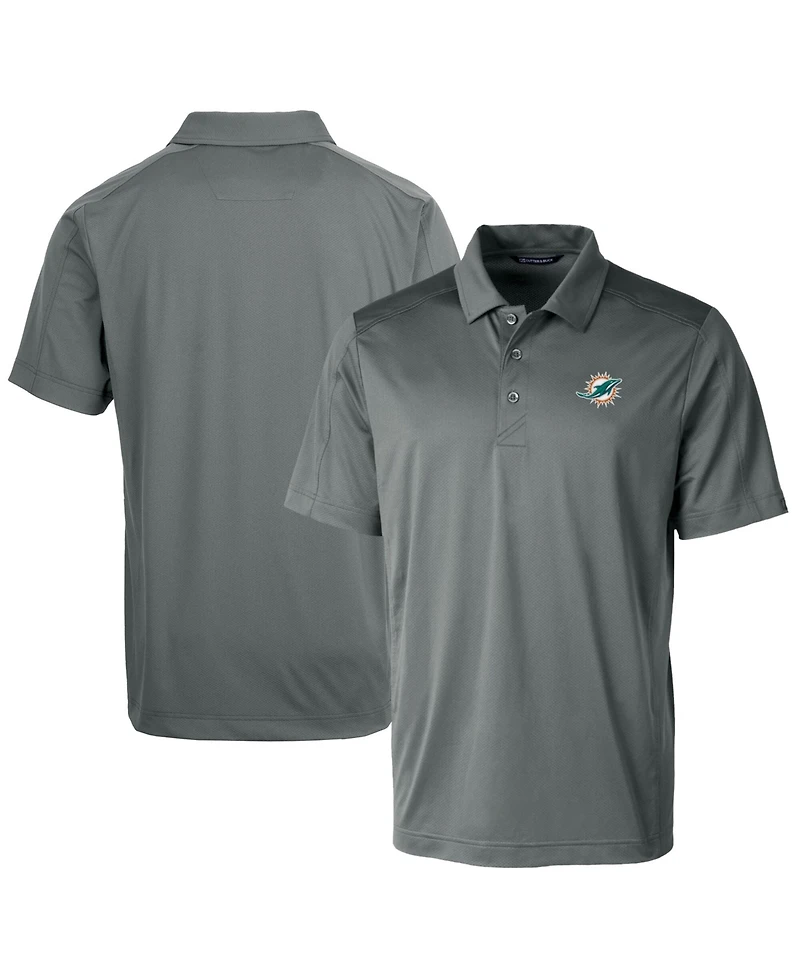 Cutter & Buck Men's Steel Miami Dolphins Prospect Textured Stretch Polo Shirt