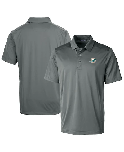 Cutter & Buck Men's Steel Miami Dolphins Prospect Textured Stretch Polo Shirt