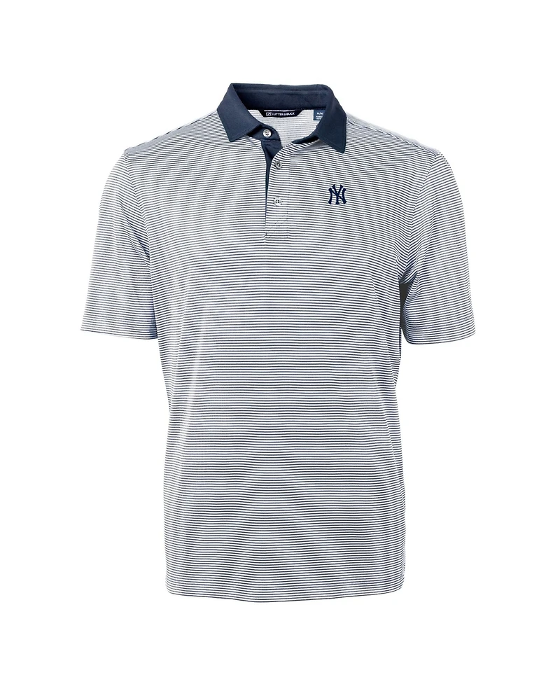Cutter & Buck Men's Navy/White New York Yankees Virtue Eco Pique Micro Stripe Big Tall Polo Shirt