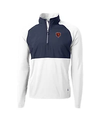 Cutter & Buck Men's White/Navy Chicago Bears Adapt Eco Knit Hybrid Quarter-Zip Throwback Pullover Sweatshirt