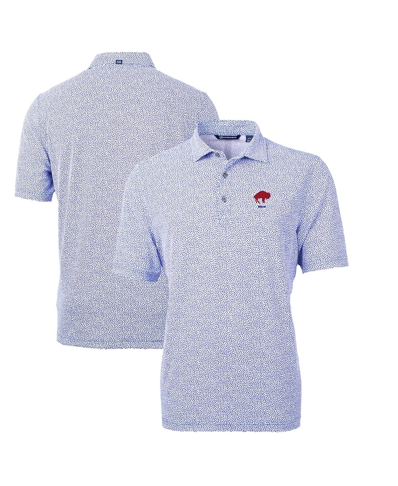 Cutter & Buck Men's Blue Buffalo Bills Throwback Logo Virtue Eco-Pique Botanical Polo Shirt