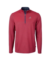 Cutter & Buck Men's Red Atlanta Braves Americana Logo Virtue Eco Pique Stripe Quarter-Zip Pullover Sweatshirt