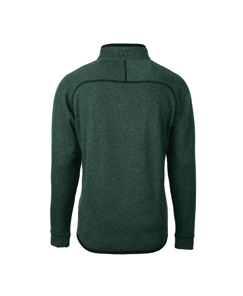 Cutter & Buck Men's Heather Green Philadelphia Eagles Gridiron Classics Big & Tall Mainsail Sweater-Knit Half-Zip Pullover Jacket