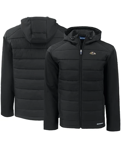 Cutter & Buck Men's Black Baltimore Ravens Evoke PrimaLoft Hybrid Eco Softshell Full-Zip Hooded Jacket