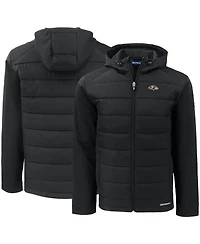 Cutter & Buck Men's Black Baltimore Ravens Evoke PrimaLoft Hybrid Eco Softshell Full-Zip Hooded Jacket
