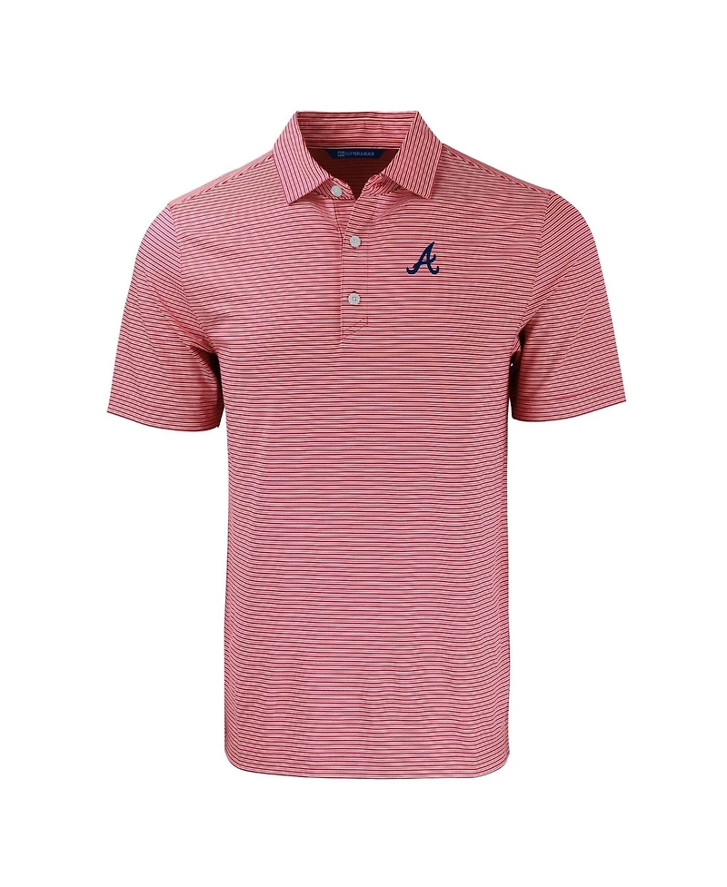 Cutter & Buck Men's Red/White Atlanta Braves Forge Eco Double Stripe Stretch Polo Shirt