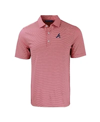 Cutter & Buck Men's Red/White Atlanta Braves Forge Eco Double Stripe Stretch Polo Shirt