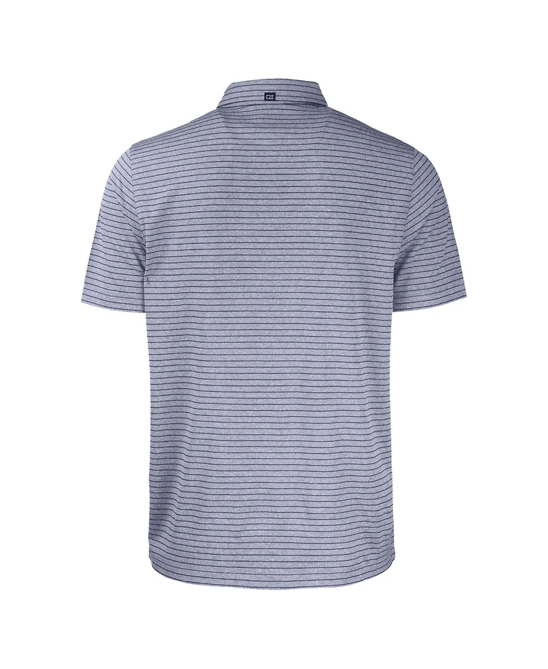 Cutter & Buck Men's Heather Navy New York Yankees Big & Tall Forge Eco Heathered Stripe Stretch Polo Shirt