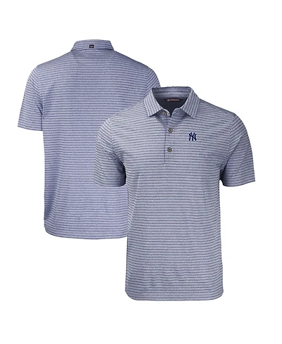 Cutter & Buck Men's Heather Navy New York Yankees Forge Eco Heathered Stripe Stretch Polo Shirt