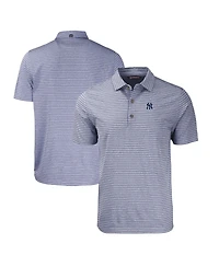 Cutter & Buck Men's Heather Navy New York Yankees Forge Eco Heathered Stripe Stretch Polo Shirt