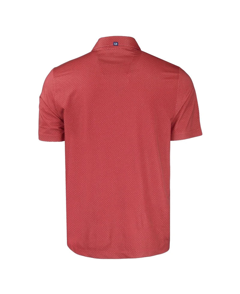 Cutter & Buck Men's Red New York Yankees Stars Stripes Big & Tall Pike Eco Tonal Geo Print Stretch Polo Shirt