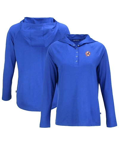 Cutter & Buck Women's Royal New York Yankees Cooperstown Collection Coastline Epic Comfort Eco Hoodie Raglan Long Sleeve T-Shirt