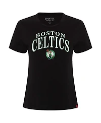 Sportiqe Women's Black Boston Celtics Arcadia Boxy T-Shirt