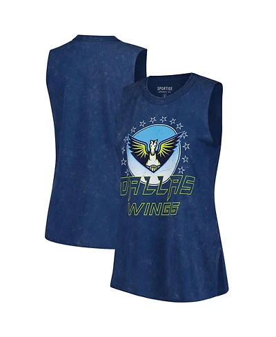 Sportiqe Women's Navy Dallas Wings Rock Roll Collection Turner Mineral Wash Tank