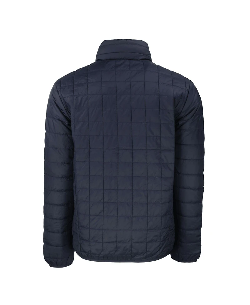 Cutter & Buck Men's Navy New York Yankees Rainier PrimaLoft Eco Insulated Full-Zip Hoodie Puffer Jacket