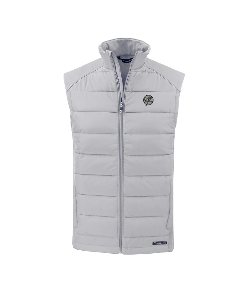 Cutter & Buck Men's Gray New York Yankees Evoke Hybrid Eco Softshell Full-Zip Vest
